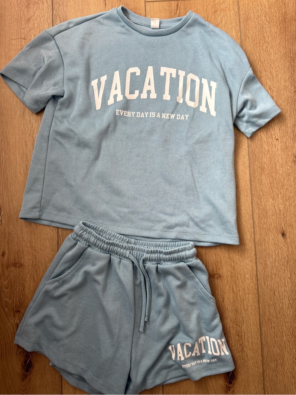 Vacation Blue Lounge Set - Comfort Short Sleeve Top & Shorts